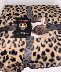Cheetah Leopard Print Faux Fur Comforter (King)